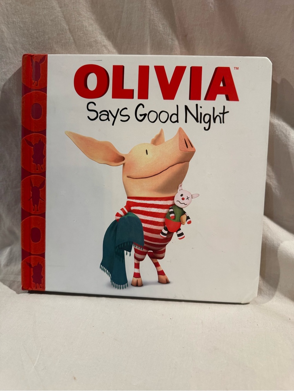 Olivia Says Good Night Board Book - Red & White Cover